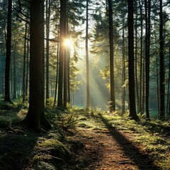 Obraz premium Dense forests with trees in a mysterious atmosphere