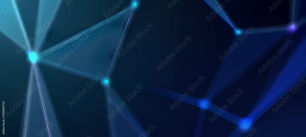 Poster dynamic geometric patterns with glowing connections in motion