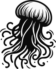 Elegant Jellyfish Clipart – Detailed Ocean-Themed Illustration