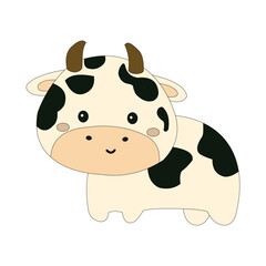 cute cartoon white cow. brown with black patterns for wallpaper and cartoons