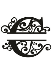 Split Letter Monograms Swirls A-Z SVG, Split Monogram Alphabet Letters Vector, Wall art decor, Character SVG, Word SVG, Name SVG, Last Name SVG, DIY, Cut File for Cricut, Silhouette, PNG, JPG, PDF