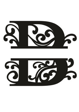 Split Letter Monograms Swirls A-Z SVG, Split Monogram Alphabet Letters Vector, Wall art decor, Character SVG, Word SVG, Name SVG, Last Name SVG, DIY, Cut File for Cricut, Silhouette, PNG, JPG, PDF