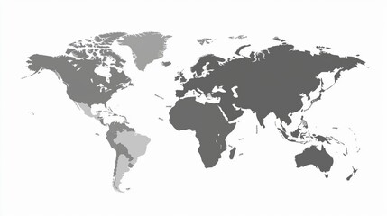 Naklejka premium World map with borders, gray color