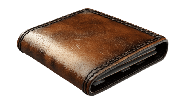 Brown Leather Wallet Close Up