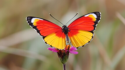 Fototapeta premium Vibrant monarch butterfly on a colorful flower nature preserve wildlife photography natural habitat close-up beauty of nature