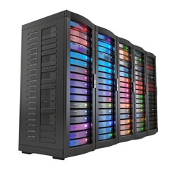 3D Server Racks Illustration Isolated on Transparent Background