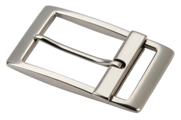 Silver metal belt buckle isolated with transparent background