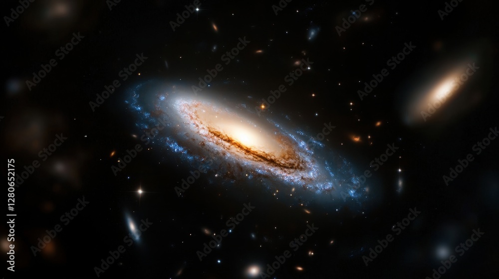 Canvas Prints a mesmerizing spiral galaxy glows with vibrant colors against the backdrop of deep space. distant st