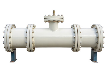Industrial white pipe system isolated with transparent background