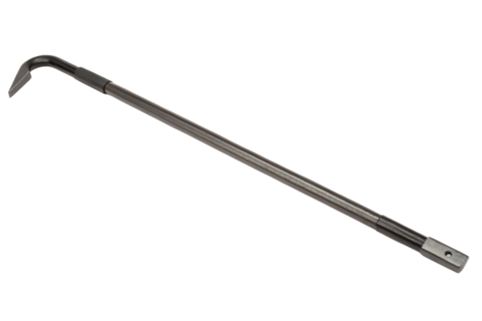Long metal hook for removing nails isolated with transparent background