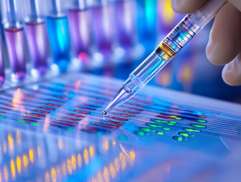 A researcher reviewing autism-related genetic markers on a sleek digital interface. Featuring innovation and focus