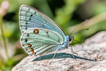Obraz premium Butterfly resting on rock natural habitat macro photography sunny environment close-up view beauty of nature