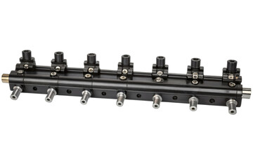 Black linear actuator with multiple slides isolated with transparent background