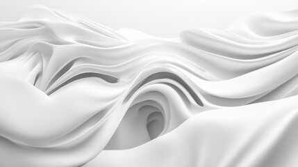 Obraz premium Abstract White Swirling Forms: A 3D Render of Fluid, Dynamic Shapes