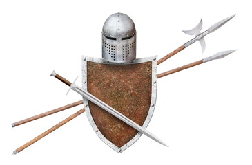 set of knight's weapon isolated on white