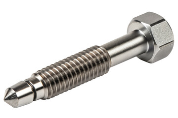 Metal threaded bolt isolated with transparent background