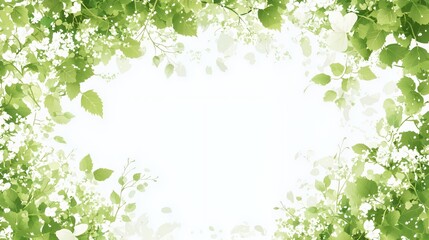 Fototapeta premium Green Leaves Frame White Background