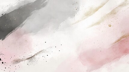 Fototapeta premium Abstract Watercolor Painting: Pink, Gray, and Gold Hues
