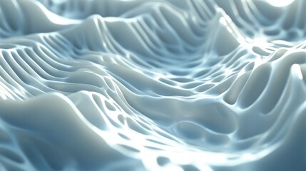 Obraz premium A serene wave-like abstract texture featuring smooth, undulating shapes in a cool blue hue.