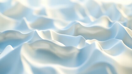 Obraz premium A beautiful close-up of soft, light blue fabric draped elegantly, creating gentle waves and shadows.
