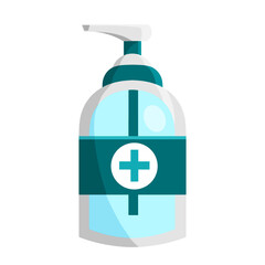 Hand sanitizer pump bottle with medical sign icon. Illustration of alcohol sanitizer in pump bottle isolated on white background. Hand wash bottle with empty condition vector illustration.