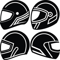 Stylized Helmet Silhouette Vector Icon Set Simple & Aesthetic.