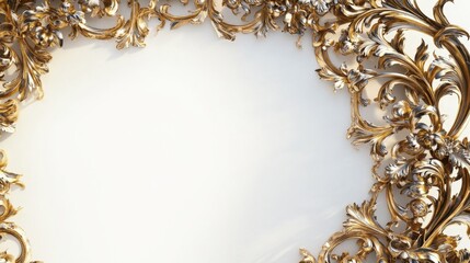 Ornate golden frame with intricate floral designs, perfect for adding elegance to artwork or photographs.