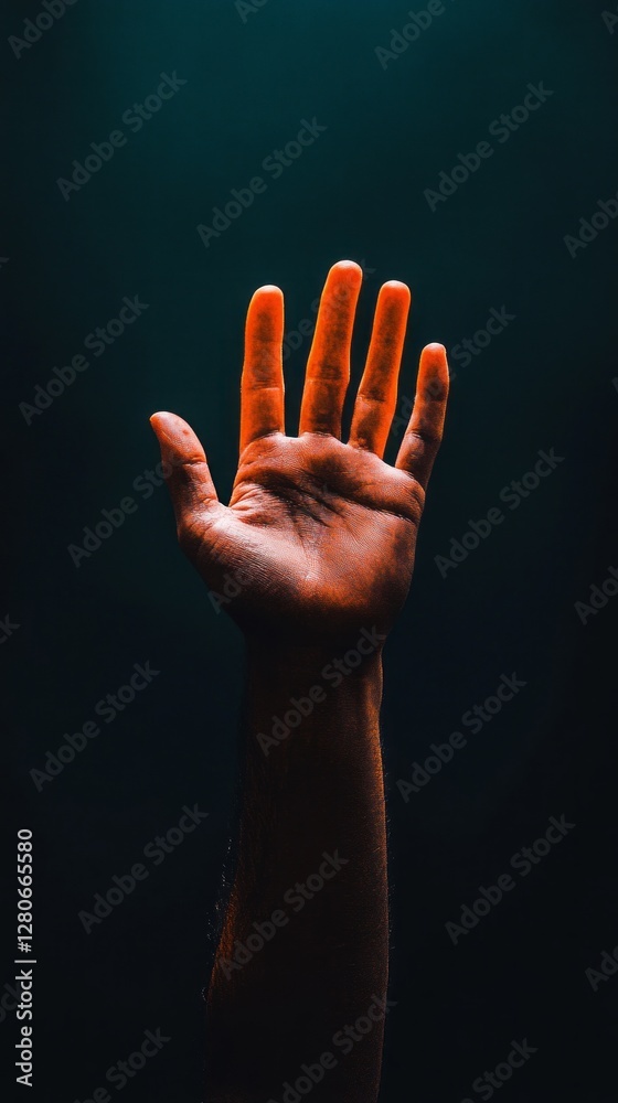 Aufkleber a solitary hand stretches towards an unseen source of light, symbolizing a yearning for connection a
