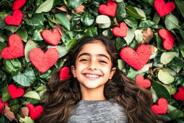 Valentine's day greeting from woman or for woman. Remarkable dazzling, image of stunning loving middle eastern young person girl - commercial promotion visual idea. Valentine's day feeling.