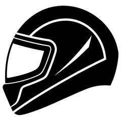 Helmet Silhouette Vector Icon White Background.