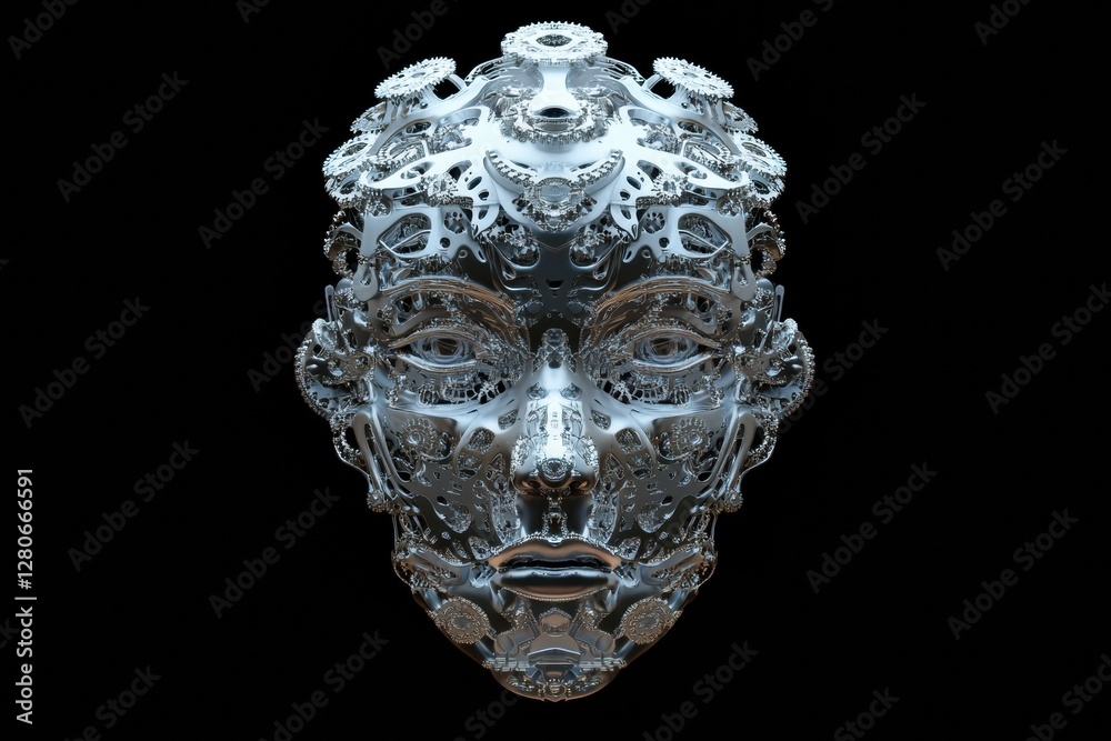Leinwandbilder human head contour filled with interlocking gears and cogs illustrating the concept of artificial in