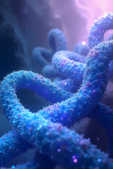 Close-up of a vibrant coral reef with colorful corals and sea creatures like an octopus, surrounded by nature's beauty, resembling a festive decoration