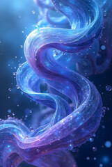 Abstract Blue Wave Design with Bubbles and Glowing Texture