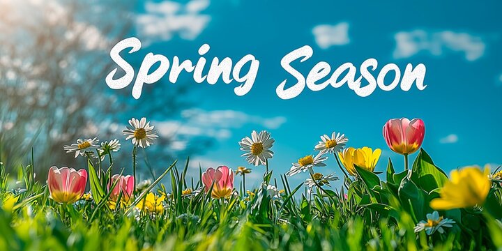 Embrace the beauty of spring season with vibrant tulips and daisies in full bloom, spring season flowers photograph, springtime advertisement image