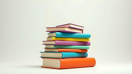 Reading is Funny Day, A neat stack of colorful books with varying spine colors, arranged against a plain background, suggesting knowledge and reading