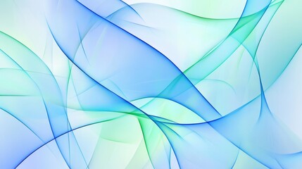 Abstract blue green lines, flowing waves pattern, modern digital art, soft colors design, serene smooth curves, calming hues