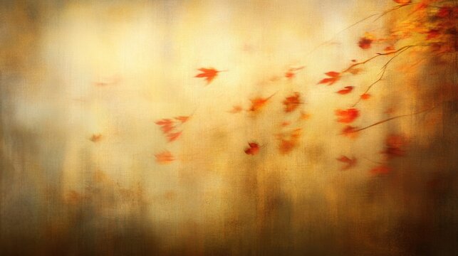 A dreamy landscape featuring soft, blurred autumn foliage with warm golden hues that evoke a sense of tranquility.