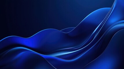 Obraz premium Flowing waves of deep blue hues create a mesmerizing, fluid design full of movement and tranquility.