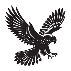 Kestrel bird Silhouette Vector Illustration, Solid White Background.