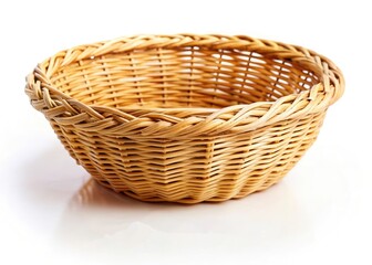 Fototapeta premium Rustic Woven Straw Basket Minimalist Natural Style for Home Decor or Storage