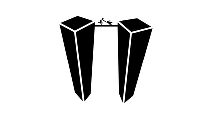 work at height, black isolated silhouette