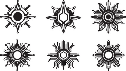 A set of futuristic items. Hand drawn vector illustration