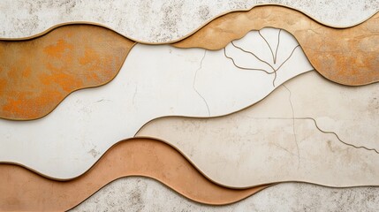 Obraz premium Abstract Beige and Gold Wave Art