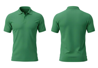 Jade color t-shirt polo front and back view, isolated on white background. Ready for your mock up design template.