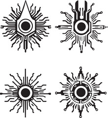 A set of futuristic items. Hand drawn vector illustration