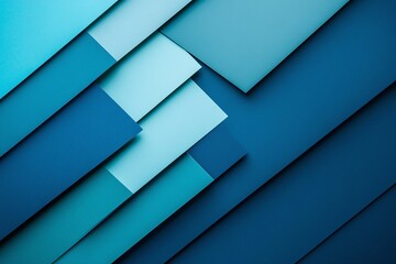 Abstract Overlapping Blue Paper Layers Design With Gradient Shades and Geometric Pattern Background