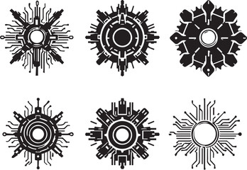 A set of futuristic items. Hand drawn vector illustration