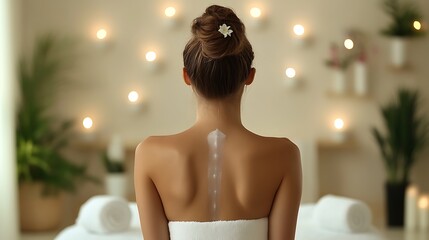 Woman's Back, Spa Treatment, Candlelit Room, Relaxation