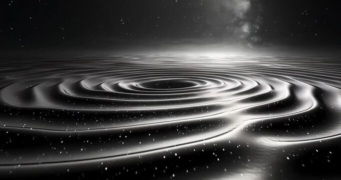 A black hole distorts space-time, creating ripples and waves in the cosmic fabric.