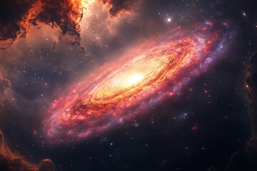 Obraz premium Colorful galaxy swirling with stars and cosmic dust in deep space